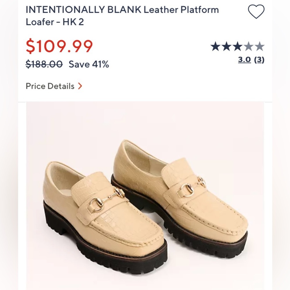 INTENTIONALLY BLANK Leather Platform Loafer in Beige